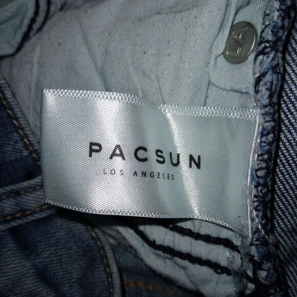 PacSun Jeans Women's Sz 24 Vintage Icon Raw Hem Blue Mid Rise Pants Ripp… - Picture 8 of 10